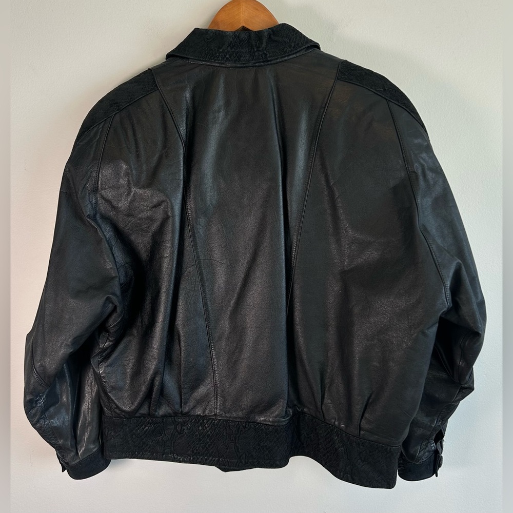 Pelle Cuir Women’s Leather Jacket M Snakeskin-textured Collar Cuffs EUC Vintage - Picture 10 of 13
